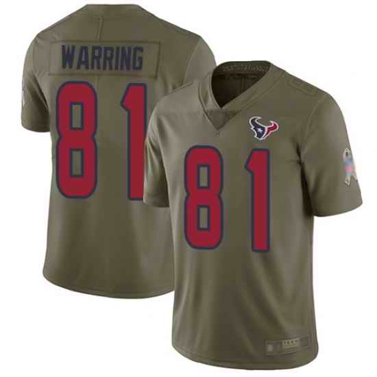Texans 81 Kahale Warring Olive Men Stitched Football Limited 2017 Salute To Service Jersey